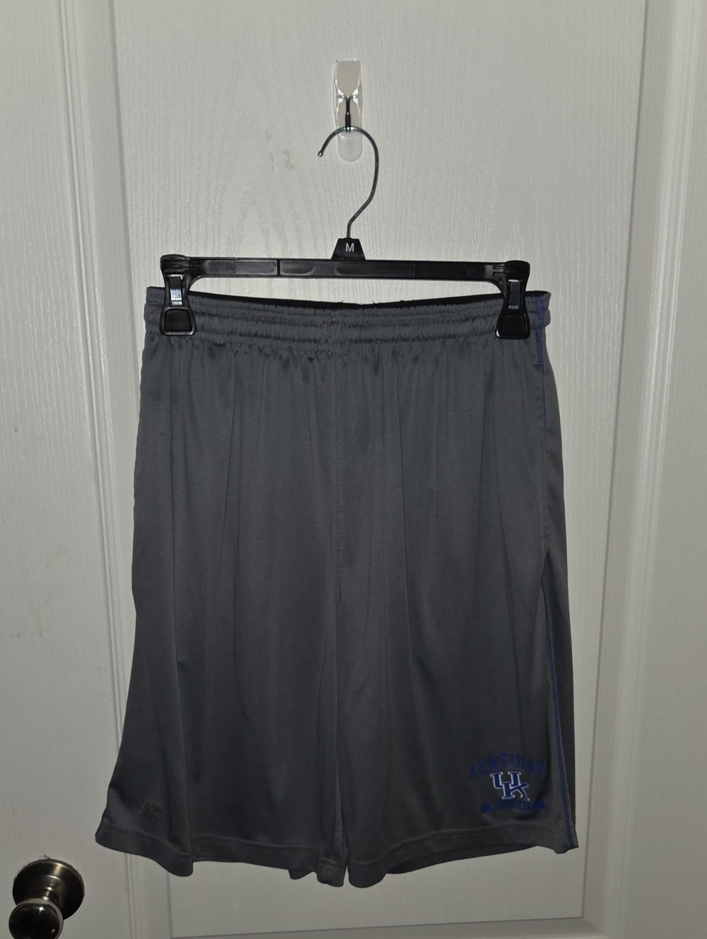 Russell Athletic Gray Men's Athletic Shorts with Blue Logo